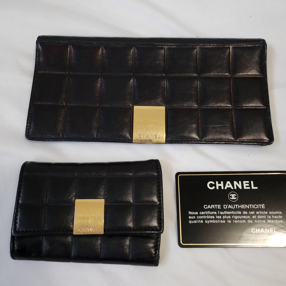 Chanel Black Wallet and Card Holder Set